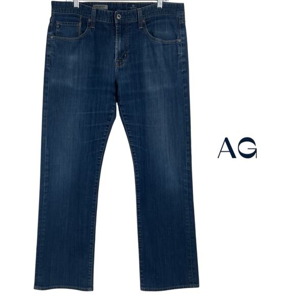 AG Adriano Goldschmied Cotton Mid Rise Straight Leg Hippie Blue Jeans Size 36 - Picture 1 of 12